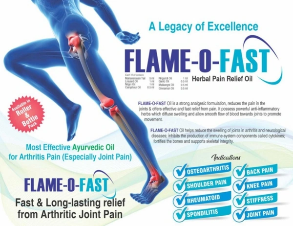 Nature Vedic Flame o Fast Pain Relief Oil | Ayurvedic oil For Joint Pain, Stiffness & Arthritis |100 ml - 100 ml